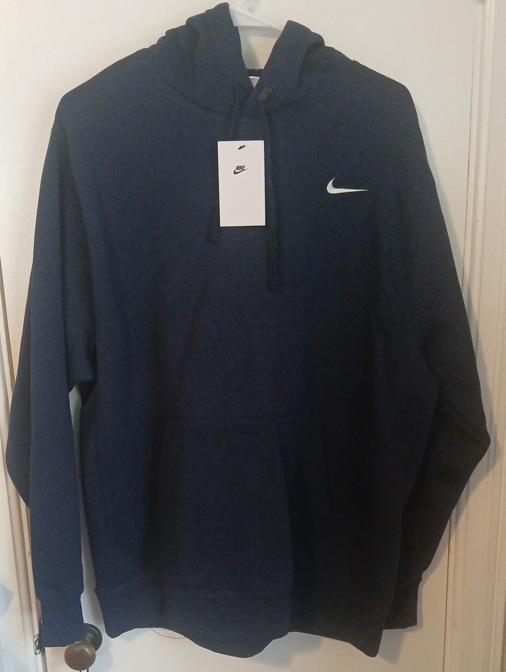 Nike Men’s Dark Navy Hoodie with White Swoosh